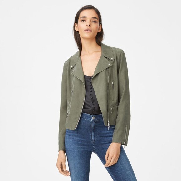 Club Monaco Jackets & Blazers - NWOT Club Monaco Surplus Green Cropped Kapri Moto Jacket w/ Silver Hardware XS
